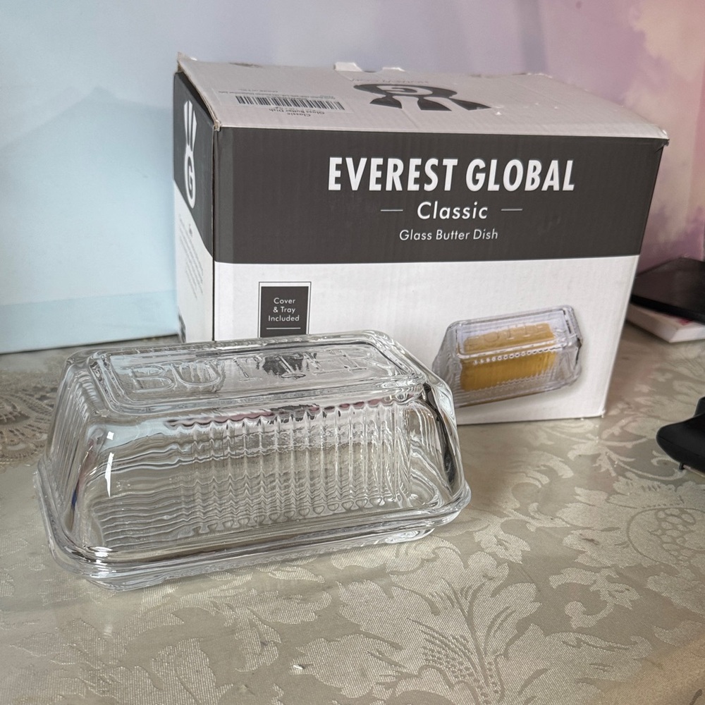 Everest Global classic Glass Butter Dish - Clear